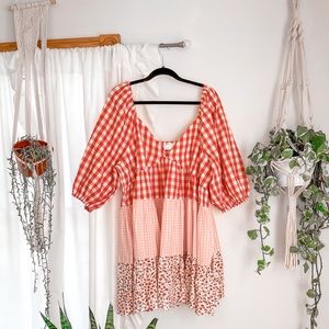 BRAND NEW ASOS floral & gingham babydoll dress